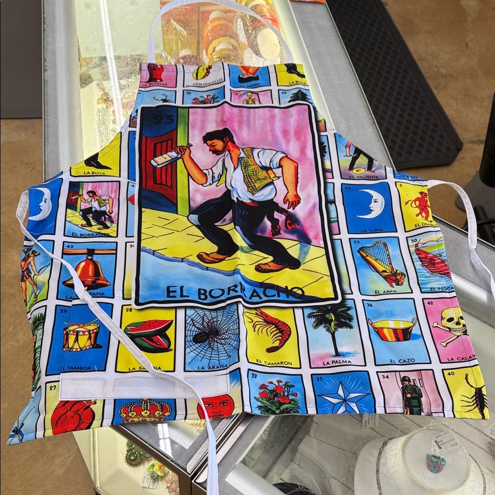 Lotería Print Apron with El Borracho Panel -  [ NEW ]
